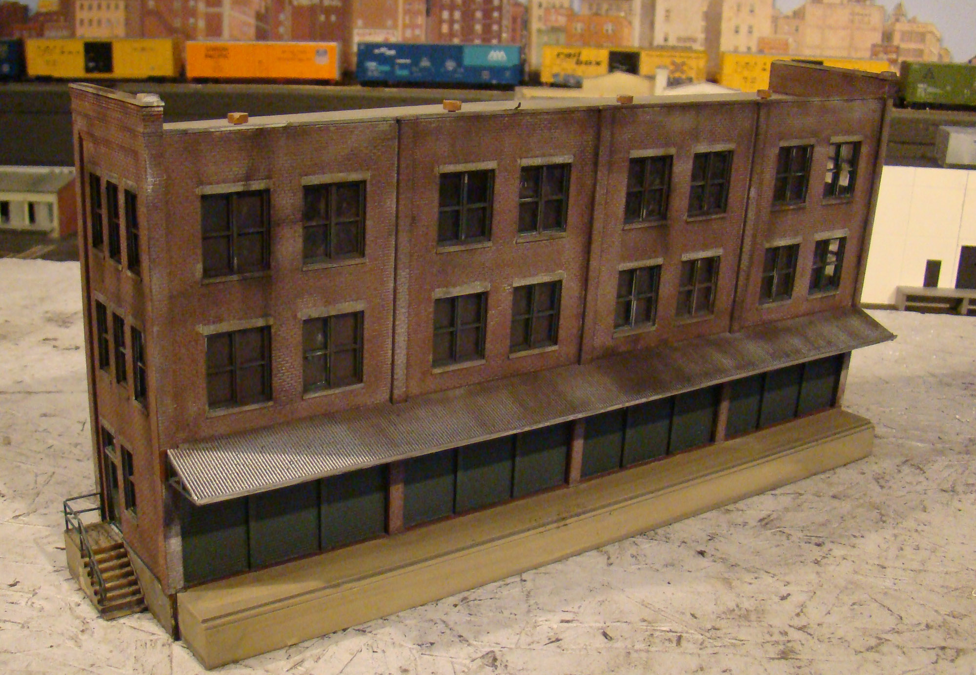 #173 HO scale background building flat   SMALL FACTORY   FREE SHIPPING 